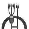 Baseus Flash Series Ⅱ One for three Fast Charging Data Cable USB to M+L+C 66W 1.2m Black